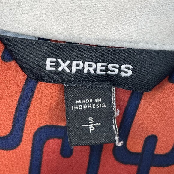 Express Shirt Womens Small Geometric Chain Print Button Up Blouse Long Sleeve - Picture 3 of 9